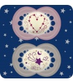 MAM ORIGINAL Chupete Silicona Night 16+M 2 ud Rosa