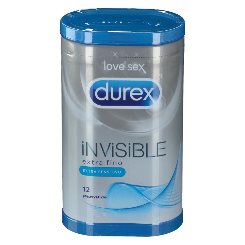 Love Sex Durex ® Invisible Extra Fino Y Extra Sensitivo Envase RÍgido Con 12 Unidades 0980